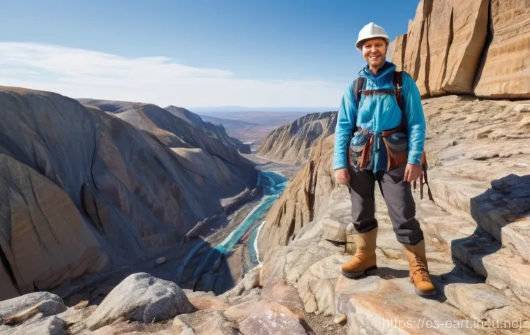 지구과학자 실기 시험 준비 - **Prompt: "A close-up, highly detailed shot of a skilled geoscientist's hands carefully performing m...
