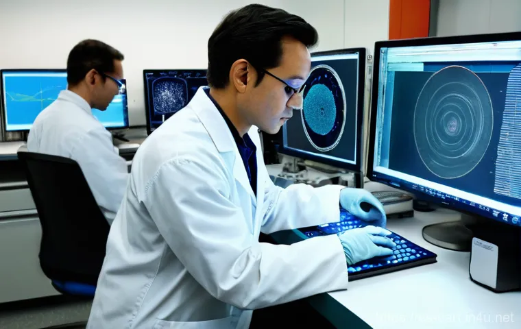 지구과학자 연구실 경험 공유 - **Prompt 1: The Invisible World Unveiled**
    "A highly detailed, realistic image of a female geosc...