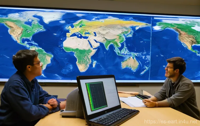 지구과학자 연구실 경험 공유 - **Prompt 2: Precision and High-Tech Earth Diagnostics**
    "A dynamic and detailed image capturing ...